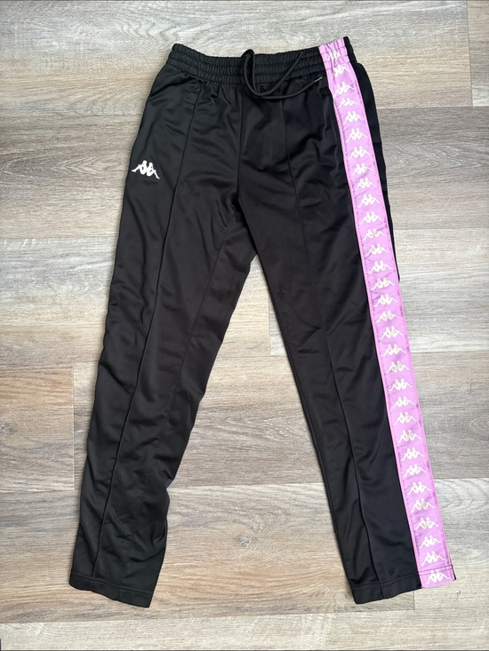 Kappa Pants - Kappa Black Joggers with Pink Logo Side Tape